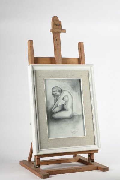 Quadro disegno incorniciato realizzato a mano con firma e data 23 ottobre 1974