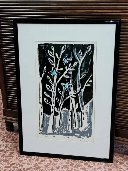 stampa astratta raffigurante natura figurata firmato Tamburri italia 1980