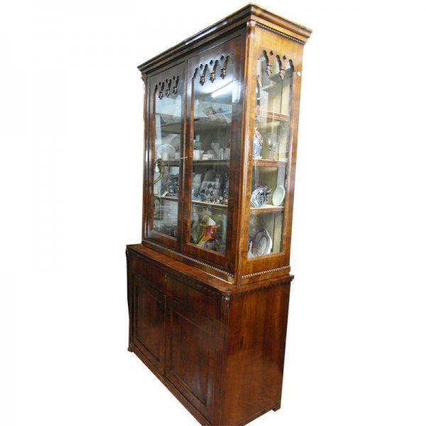 Credenza libreria in noce a due corpi Italia epoca 1800