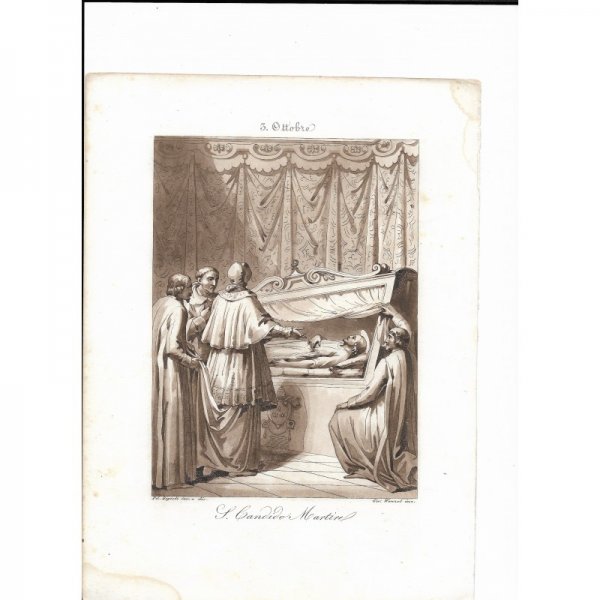 Incisione antica  San  Candido realizzata dal Bigioli di San Severino Marche  epoca 1850