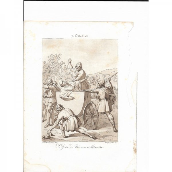 Incisione antica  San Gerardo realizzata dal Bigioli di San Severino Marche  epoca 1850