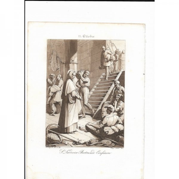 Incisione antica  San Ludovico realizzata dal Bigioli di San Severino Marche  epoca 1850