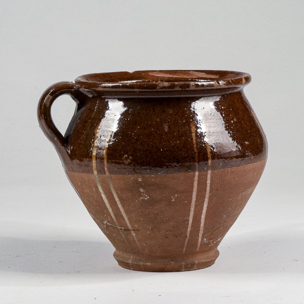 Vaso brocca recipiente giara in terracotta smaltata con doppio manico 