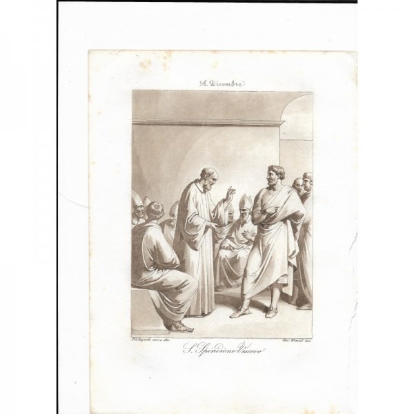 Incisione antica  San Spiridione realizzata dal Bigioli di San Severino Marche  epoca 1850