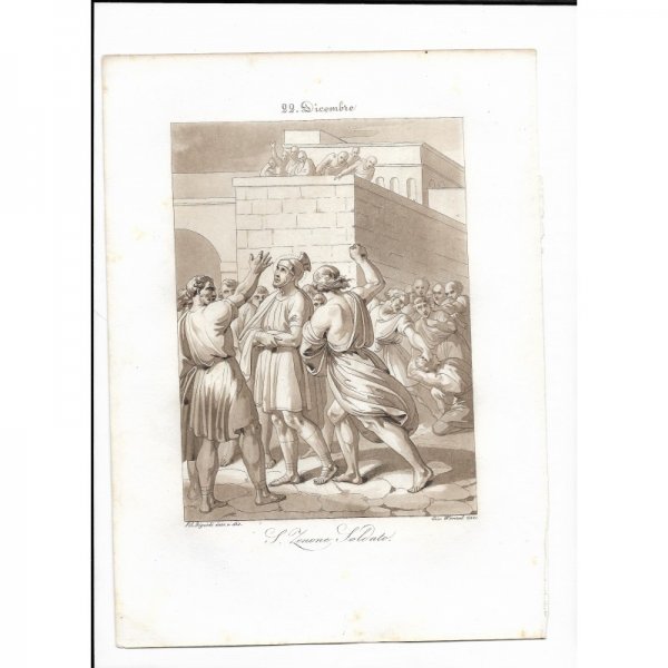 Incisione antica  San Zenone realizzata dal Bigioli di San Severino Marche  epoca 1850
