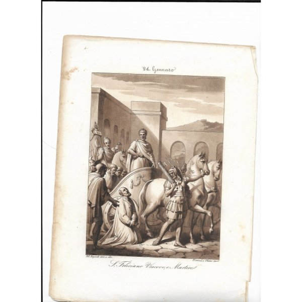 Incisione antica  San Feliciano realizzata dal Bigioli di San Severino Marche  epoca 1850