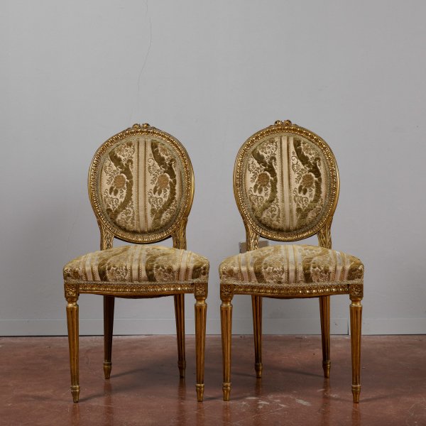 Coppia di sedie dorate stile Napoleone III 