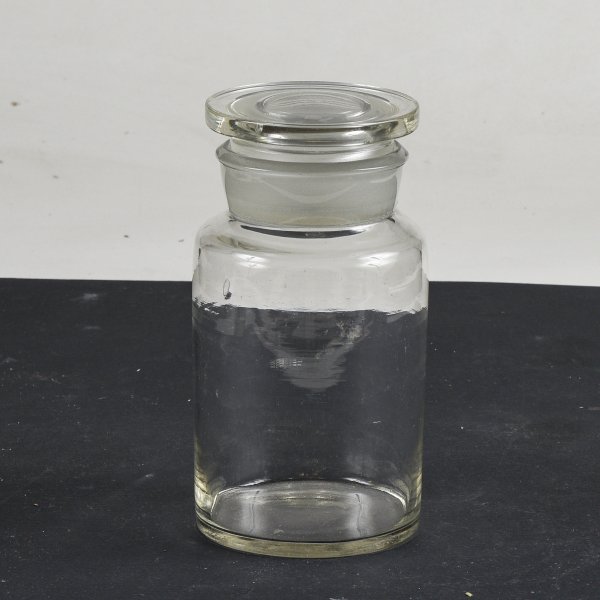 Barattolo in vetro trasparente da farmacia  epoca 1900