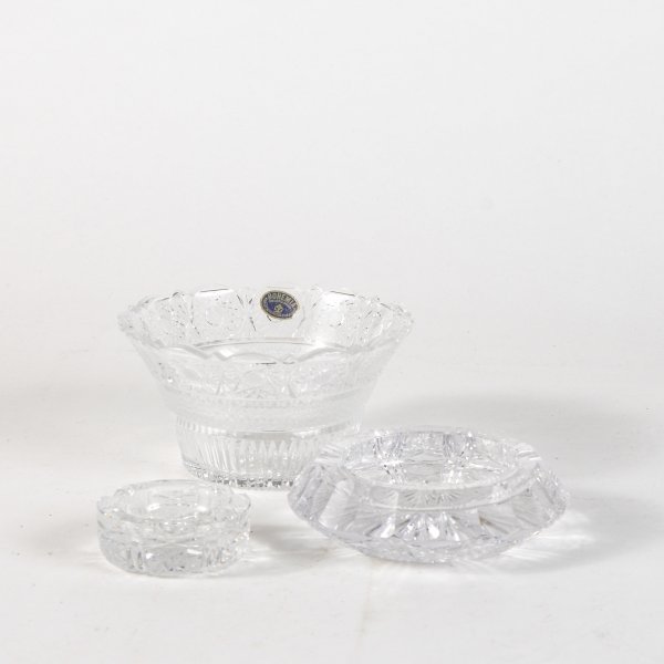 Set oggetti cristallo Boemia lavoro inciso  Secolo XX