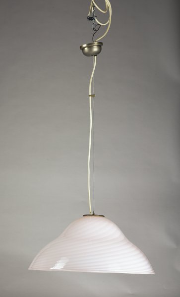 Lampadario vetro rosa striato Italia  anni 2000