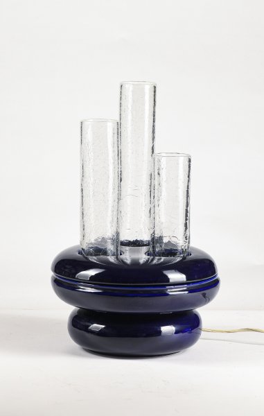 Lampada futurista  in ceramica e vetro  Italia 1970