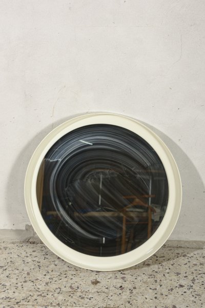 Specchio rotondo in plastica bianca Italia anni 50 