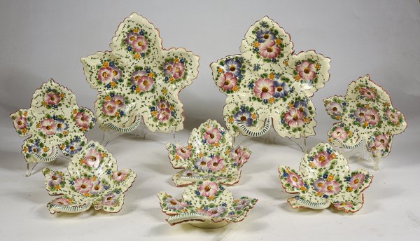 Set di 6 piattini e 2 piatti da portata in ceramica Ars Deruta 1950