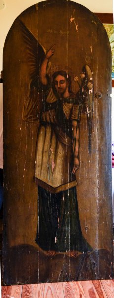 Dipinto su porta in  legno San Gabriele Arcangelo realizzato nel 1700 Europa dell'Est 