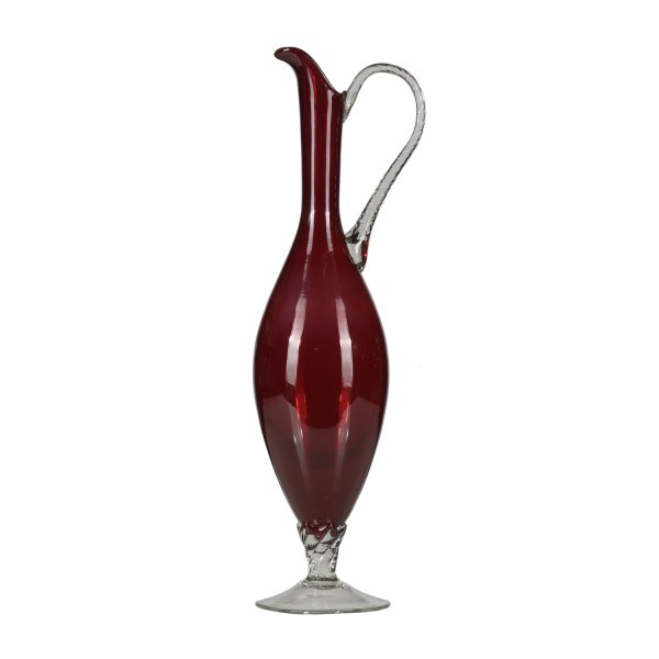 Caraffa brocca ampolla vetro rosso di Murano Italia 1950