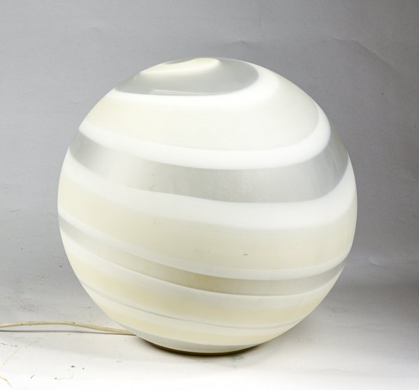 Lampada da tavolo vetro murano spirale bianca opaca space age stile Carlo Scarpa Italia 1950