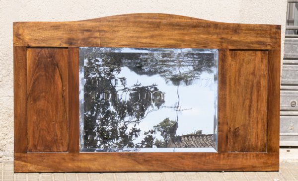 Specchiera da parete impellicciata in noce specchio molato restaurata epoca 1930