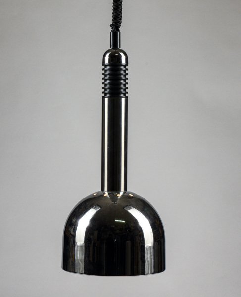 Lampadario in acciaio e smaltato bianco con scorrevole funzionante produzione anni 1970