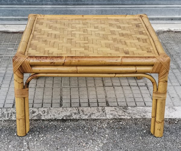 Tavolino in  bamboo basso da salotto anni 60