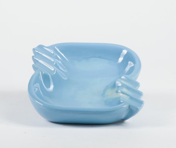 Posacenere svuota tasche in ceramica  design azzurro celeste Italia 1970