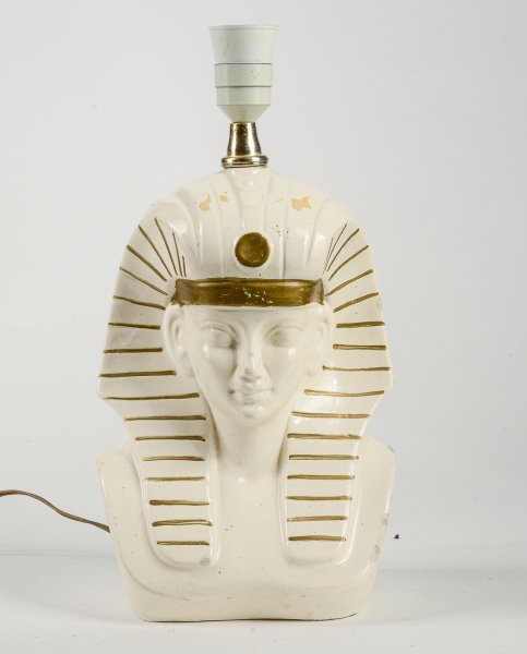 Lampada da tavolo dio egizio faraone con riparazioni 1970
