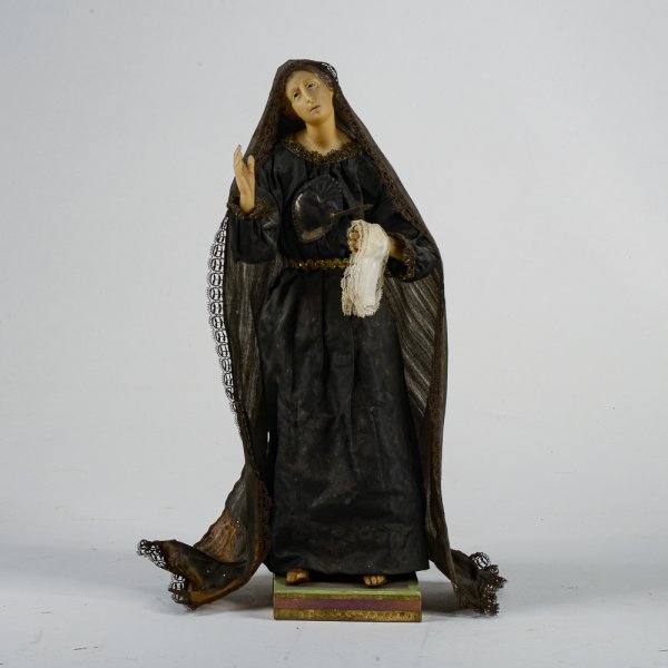 Statua scultura votiva Madonna addolorata realizzata in cera 