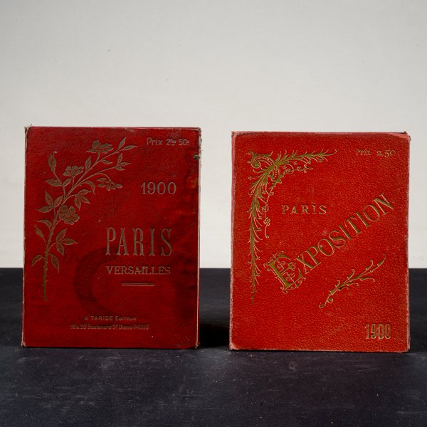 coppia di libri volumi fotografici cartoline esposizione di parigi del 1900