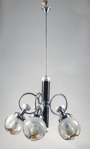 LAMPADARIO 5 LUCI MODELLO stile MAZZEGA accaio legno