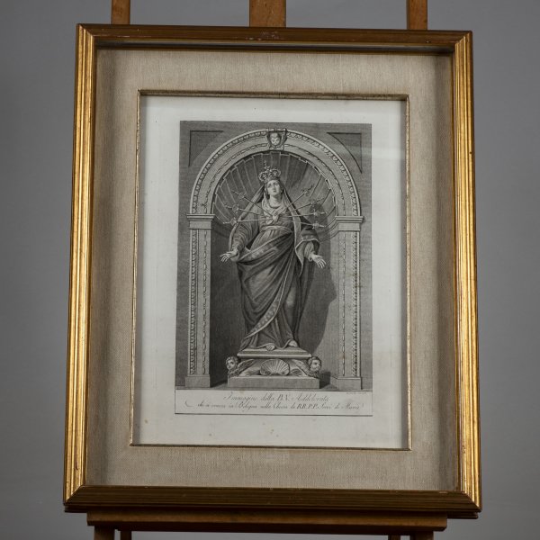 Stampa incisione della Beata Vergine Addolorata venerata a Bologna seconda metà del 1800