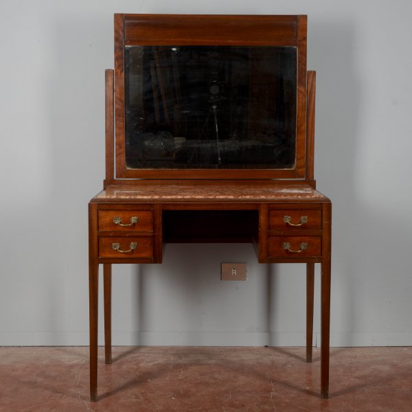 Scrivania consolle toletta 4 cassetti con piano in marmo Italia art nouveau Liberty
