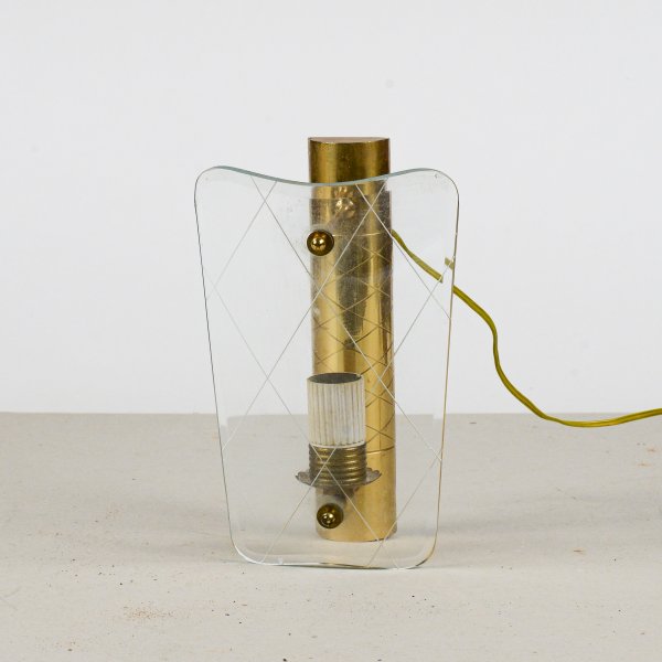 Applique da parete in ottone e vetro 1960