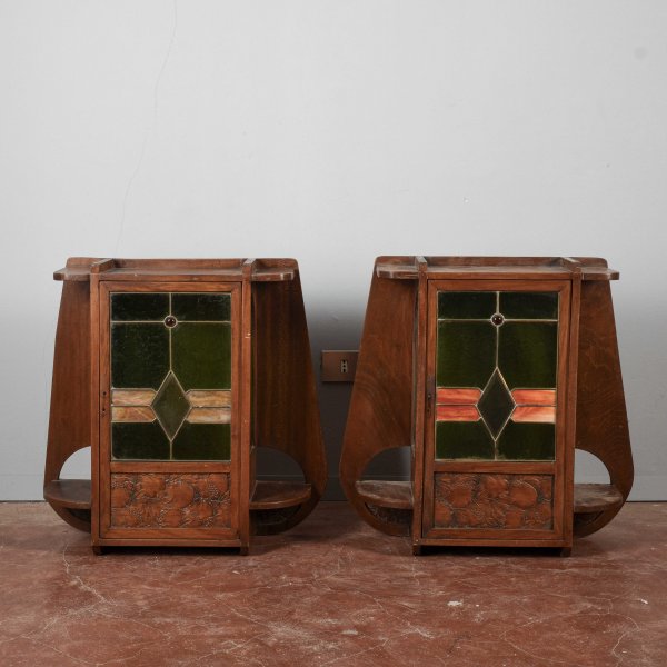 Coppia vetrine teche liberty da appoggio da appendere