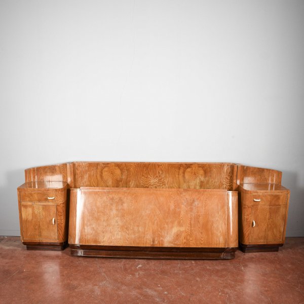 Letto testata e comodini art deco originali