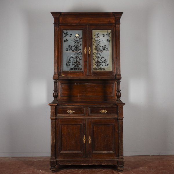 Credenza doppio corpo fine XIX secolo
