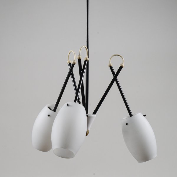 Lampadario vintage restaurato mid-century stile Stilnovo